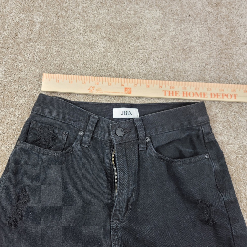 JBD Distressed‎ Black Denim Jeans Ripped High Waist Casual Pants Size 24 - Picture 3 of 8